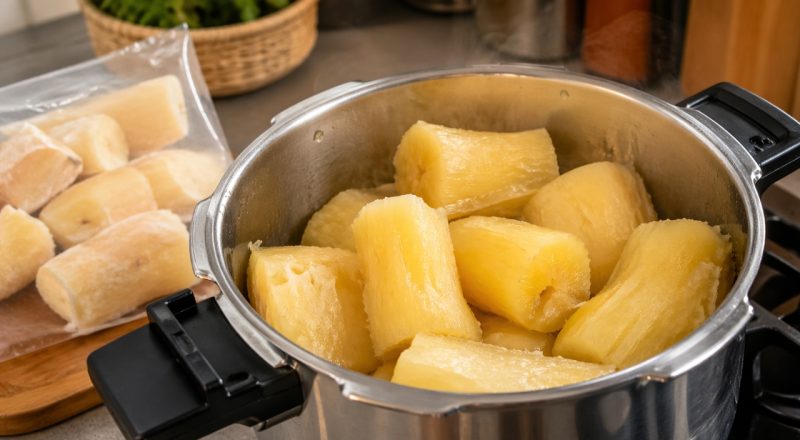 Quanto tempo para cozinhar aipim congelado na panela de pressão