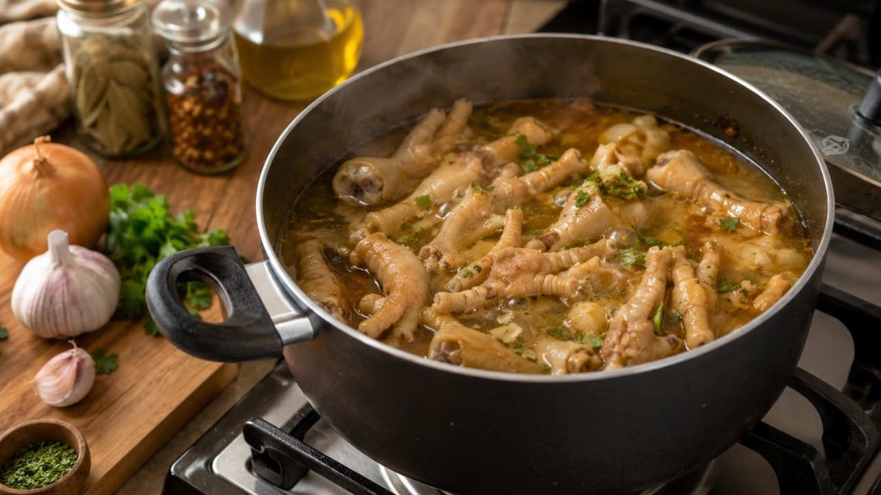 Quanto tempo para cozinhar pé de frango na panela normal