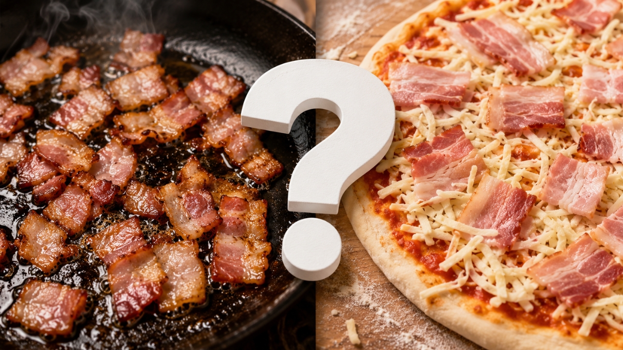 Tem que fritar o bacon antes de por na pizza